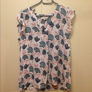 LOFT top. Flutter sleeves. Size Medium. V neck.